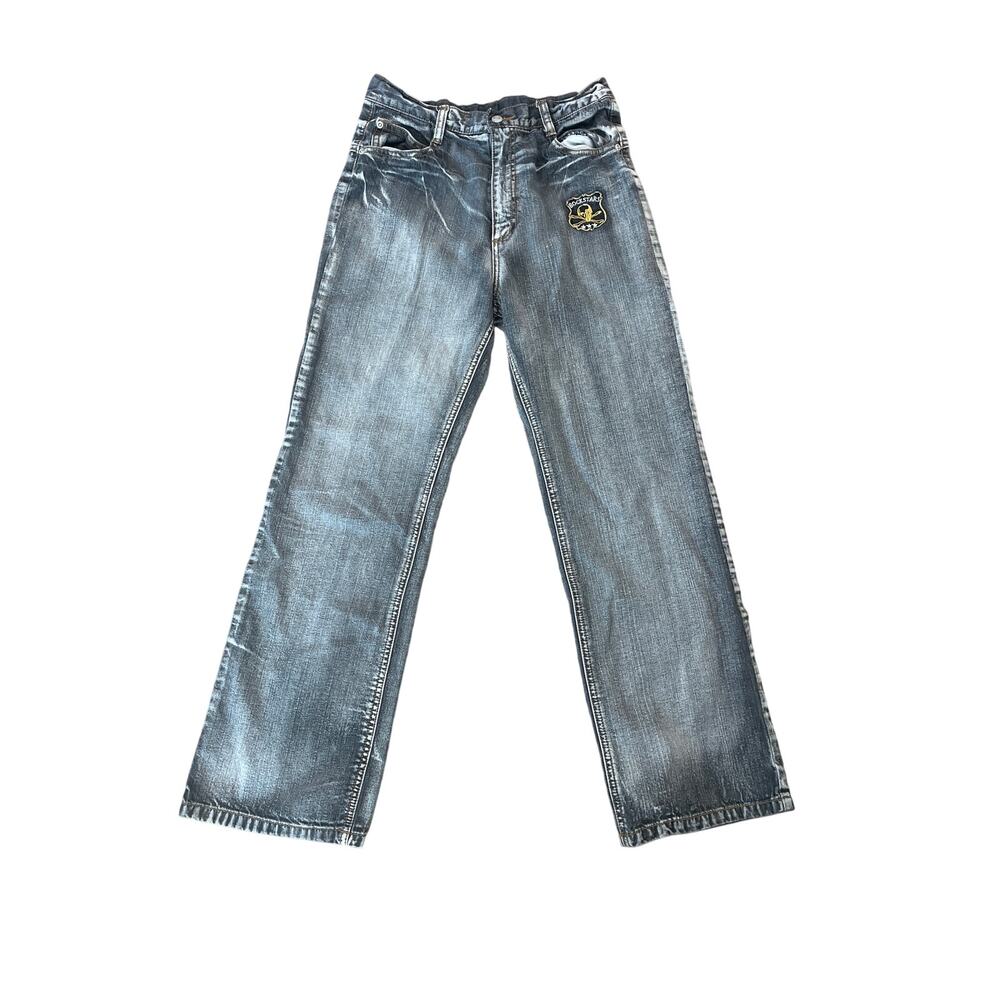 Japanese grunge grey jeans with patches and designs